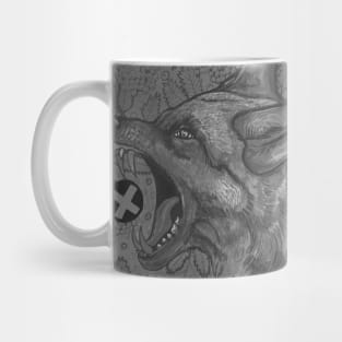 Black and white angry wolf Mug